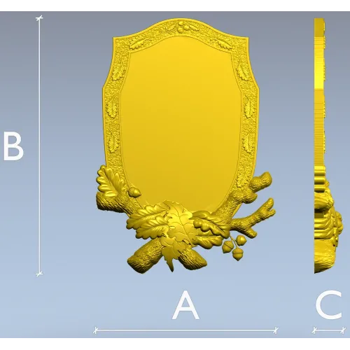 Oakcrest cartouche - high-relief decorative frame STL for CNC