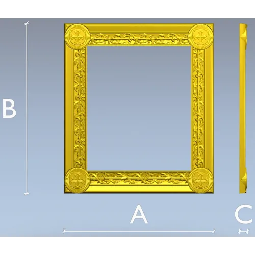 Ornate Rosette Corner Frame - STL 3D Model for CNC