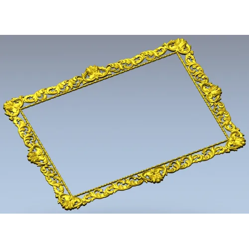 Рокайльная рамка STL для ЧПУ - декоративная прямоугольная багетная 3D модель