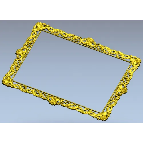 Рокайльная рамка STL для ЧПУ - декоративная прямоугольная багетная 3D модель