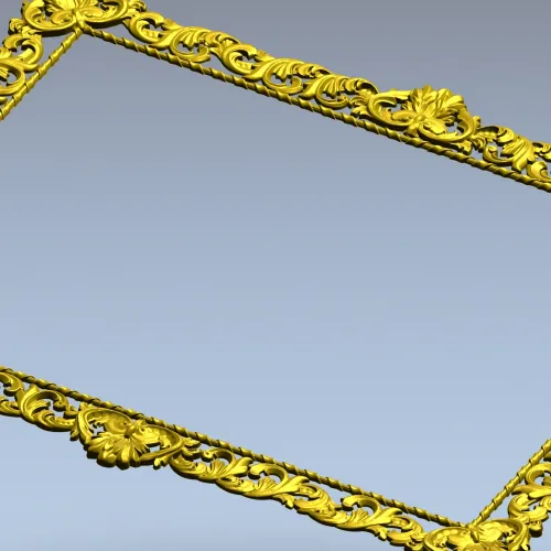 Рокайльная рамка STL для ЧПУ - декоративная прямоугольная багетная 3D модель
