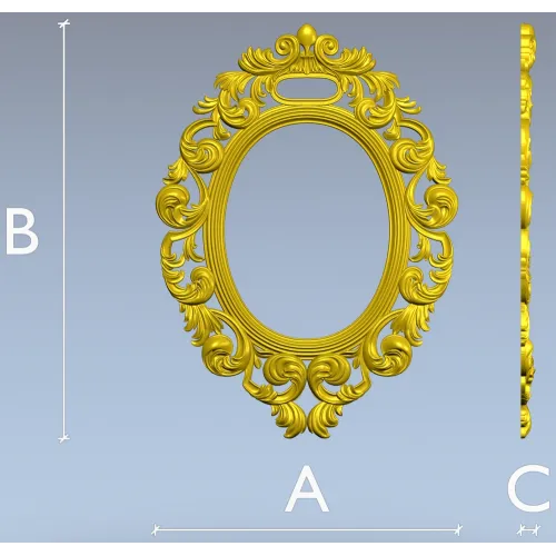 Ornate Rococo Oval Frame STL for CNC Routing