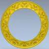 Ornate Round Frame STL - High-Relief Floral Ring for CNC