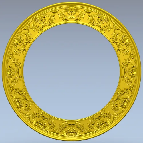 Ornate Round Frame STL - High-Relief Floral Ring for CNC