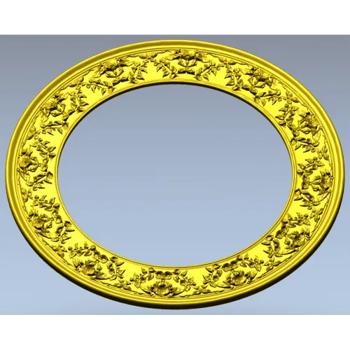 Ornate Round Frame STL - High-Relief Floral Ring for CNC