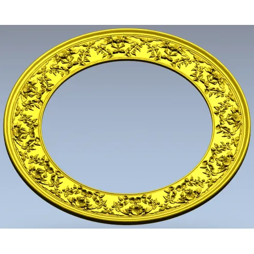 Ornate Round Frame STL - High-Relief Floral Ring for CNC