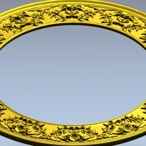 Ornate Round Frame STL - High-Relief Floral Ring for CNC