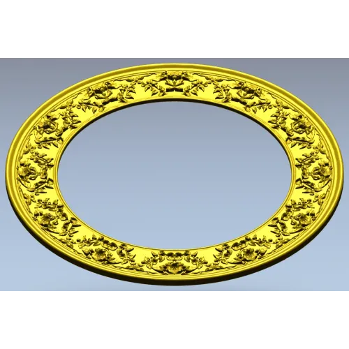 Ornate Round Frame STL - High-Relief Floral Ring for CNC