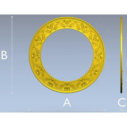 Ornate Round Frame STL - High-Relief Floral Ring for CNC