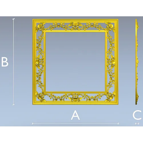 Ornate Floral Square Frame STL