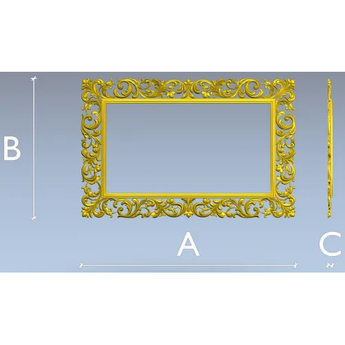 Ornate Rococo Rectangular Frame STL for CNC