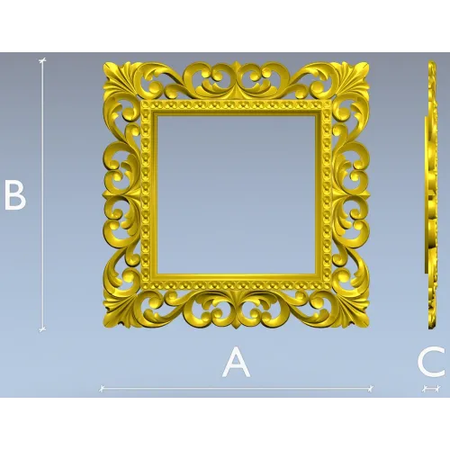 Baroque Square Frame STL for CNC Milling