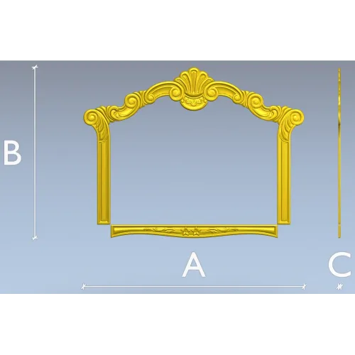 Ornate Shell Crest Frame - STL 3D Model for CNC