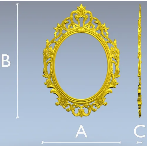 Ornate Oval Rococo Frame STL for CNC