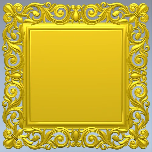 Ornate Baroque Square Frame 3D STL for CNC