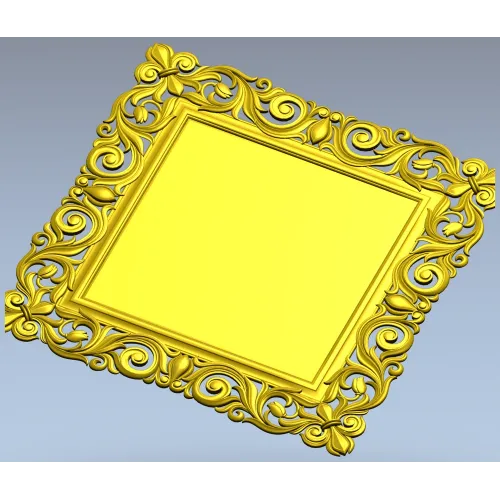 Ornate Baroque Square Frame 3D STL for CNC
