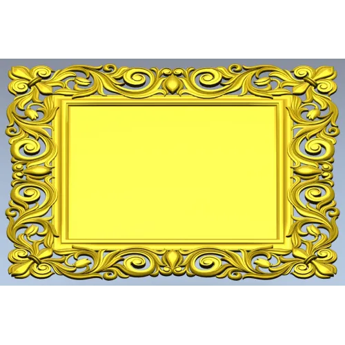 Ornate Baroque Square Frame 3D STL for CNC