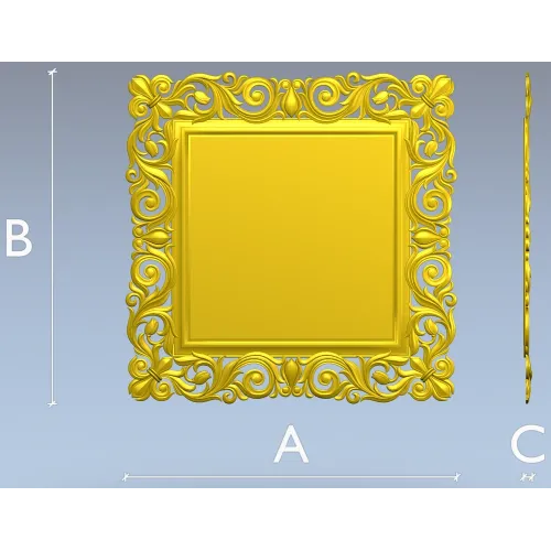 Ornate Baroque Square Frame 3D STL for CNC