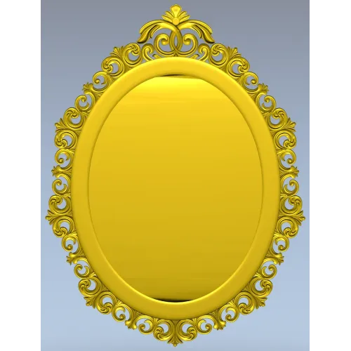 Rococo oval frame stl model for CNC carving