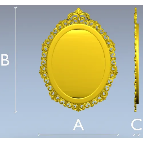 Rococo oval frame stl model for CNC carving