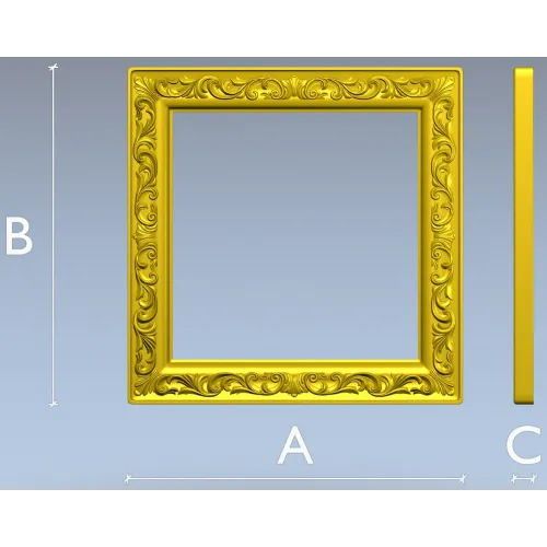 Regal Acanthus Square Frame - STL 3D model for CNC milling