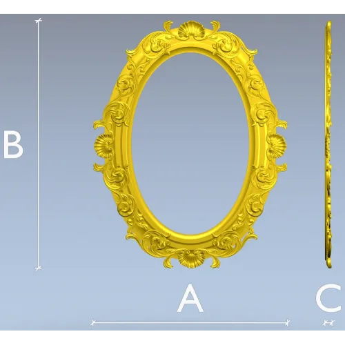 Ornate Oval Frame 3D STL for CNC Milling