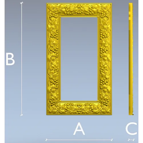 Grapevine Relief Decorative Frame STL for CNC