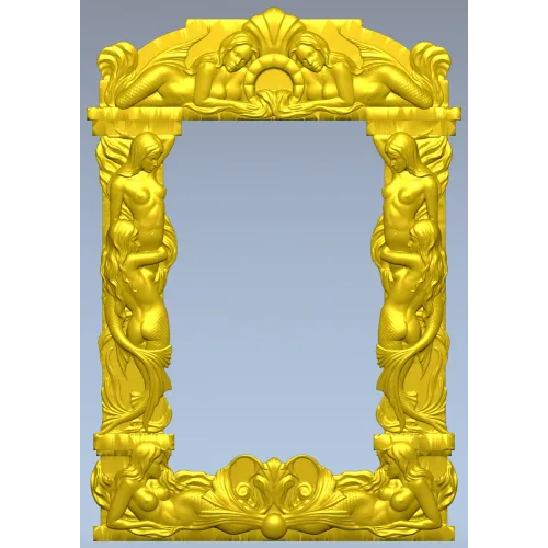 Baroque Mermaid Frame STL for CNC