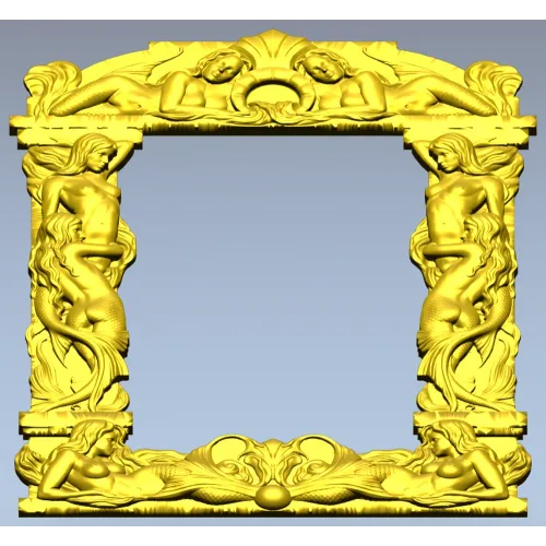 Baroque Mermaid Frame STL for CNC
