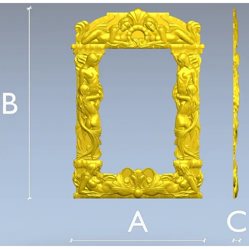 Baroque Mermaid Frame STL for CNC