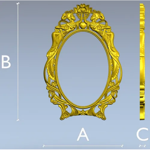 Ornate Rococo Oval Frame STL for CNC
