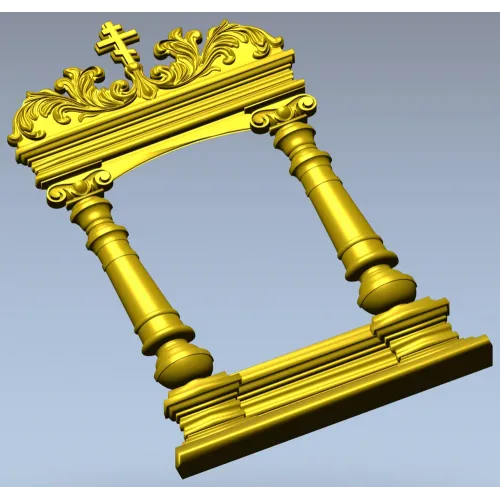 Киотная рамка с крестом и растительным картушем - 3D STL для ЧПУ