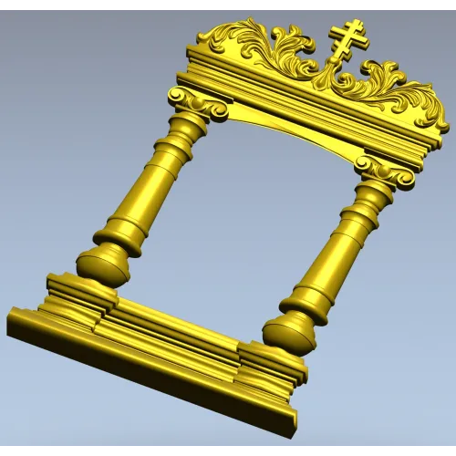 Киотная рамка с крестом и растительным картушем - 3D STL для ЧПУ