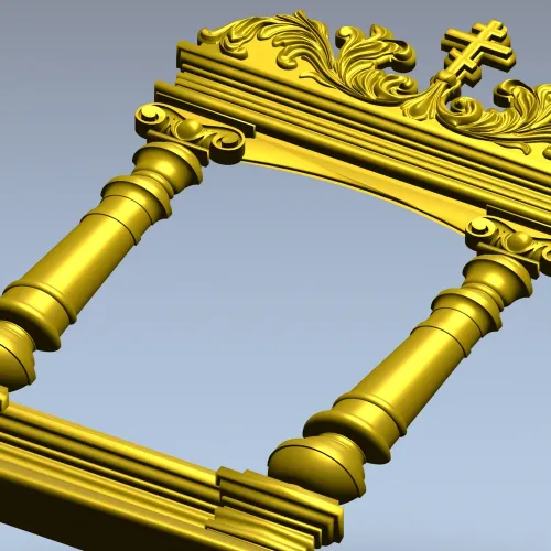 Киотная рамка с крестом и растительным картушем - 3D STL для ЧПУ