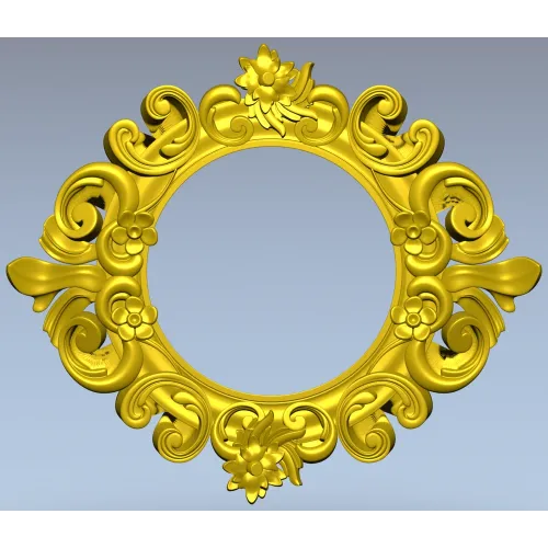 Baroque Floral Round Frame - STL 3D Model for CNC Routers