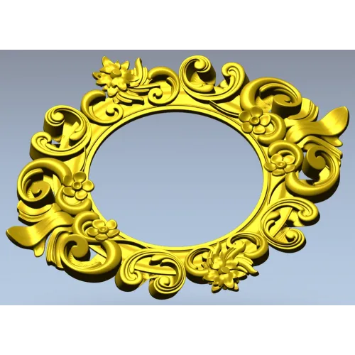 Baroque Floral Round Frame - STL 3D Model for CNC Routers