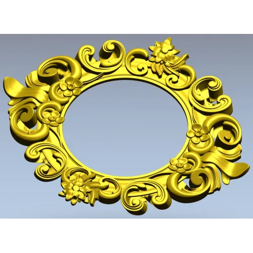 Baroque Floral Round Frame - STL 3D Model for CNC Routers