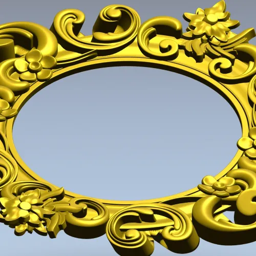 Baroque Floral Round Frame - STL 3D Model for CNC Routers