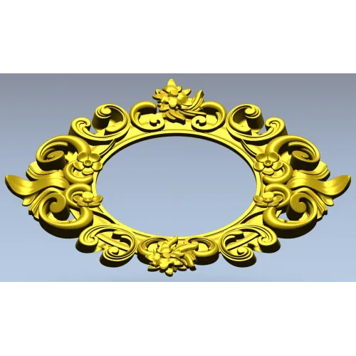 Baroque Floral Round Frame - STL 3D Model for CNC Routers