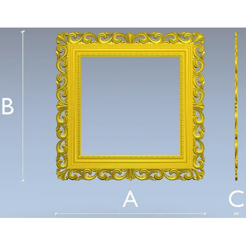 Baroque Square Frame STL - ornate 3D model for CNC carving