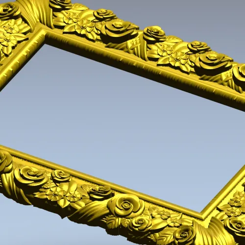 Florentine Rose Decorative Frame STL for CNC