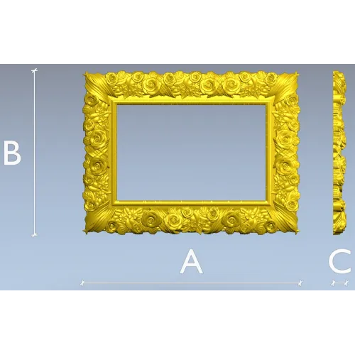 Florentine Rose Decorative Frame STL for CNC
