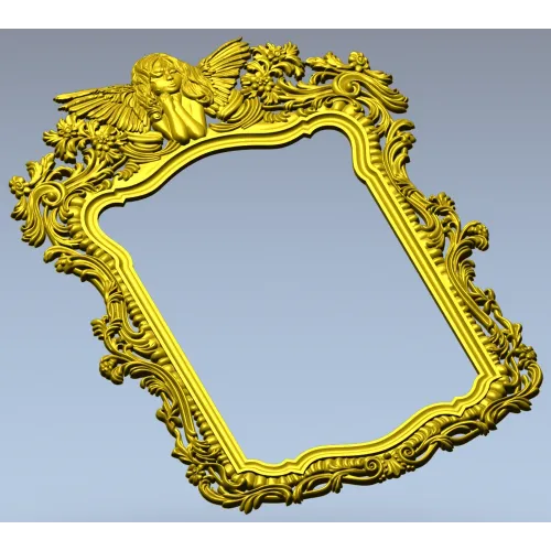 3D модель барочной рамки с ангелом в формате STL для ЧПУ