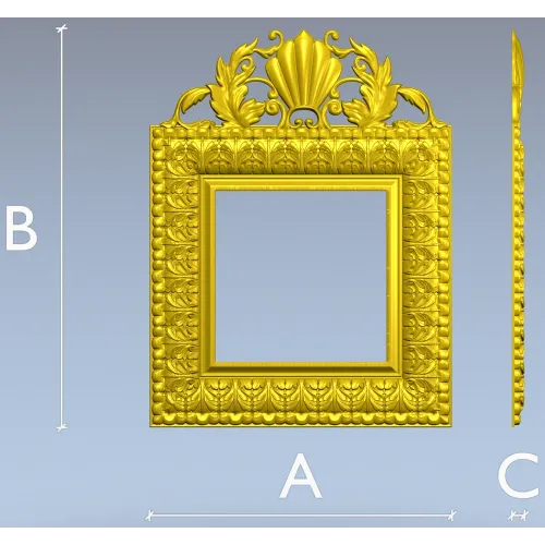 Shell Crest Acanthus Frame - STL 3D Model for CNC