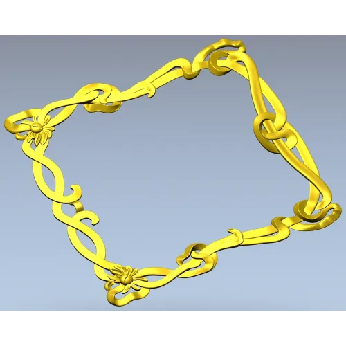 Floral Ribbon Square Frame - STL 3D Model for CNC Milling