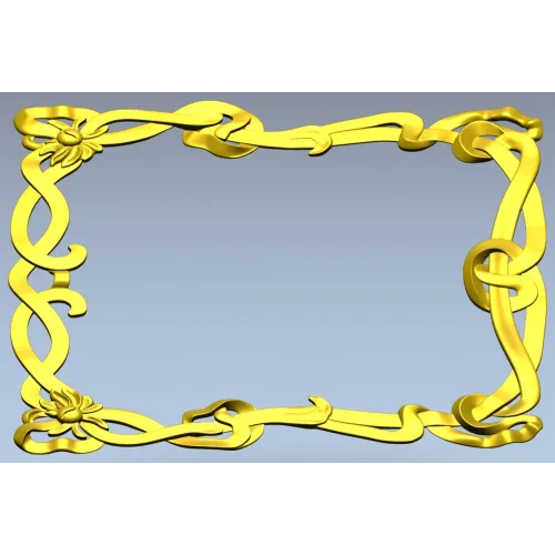 Floral Ribbon Square Frame - STL 3D Model for CNC Milling