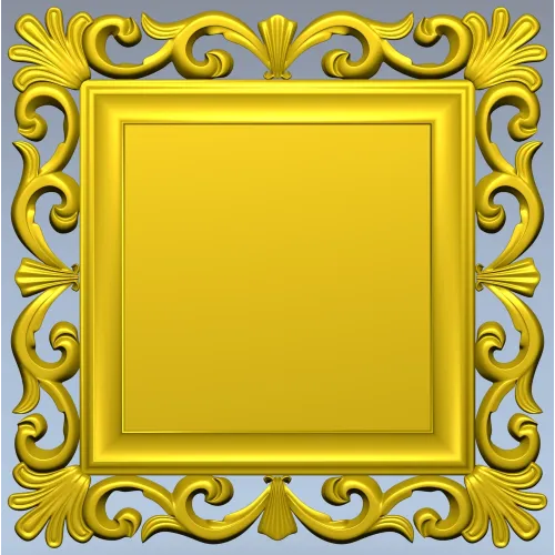 Baroque Square Frame STL - ornate CNC-ready 3D model