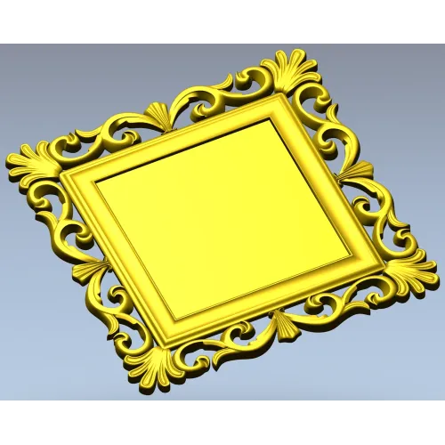 Baroque Square Frame STL - ornate CNC-ready 3D model