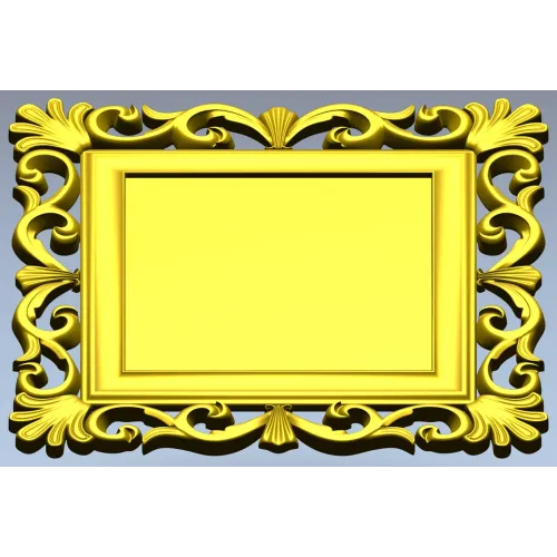 Baroque Square Frame STL - ornate CNC-ready 3D model