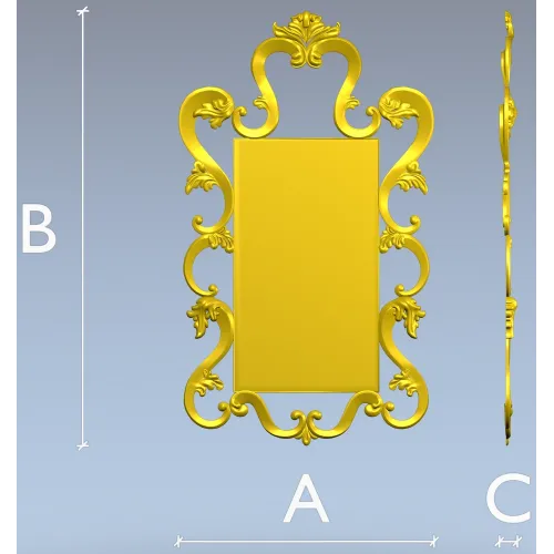 Rococo Rectangular Carved Frame STL